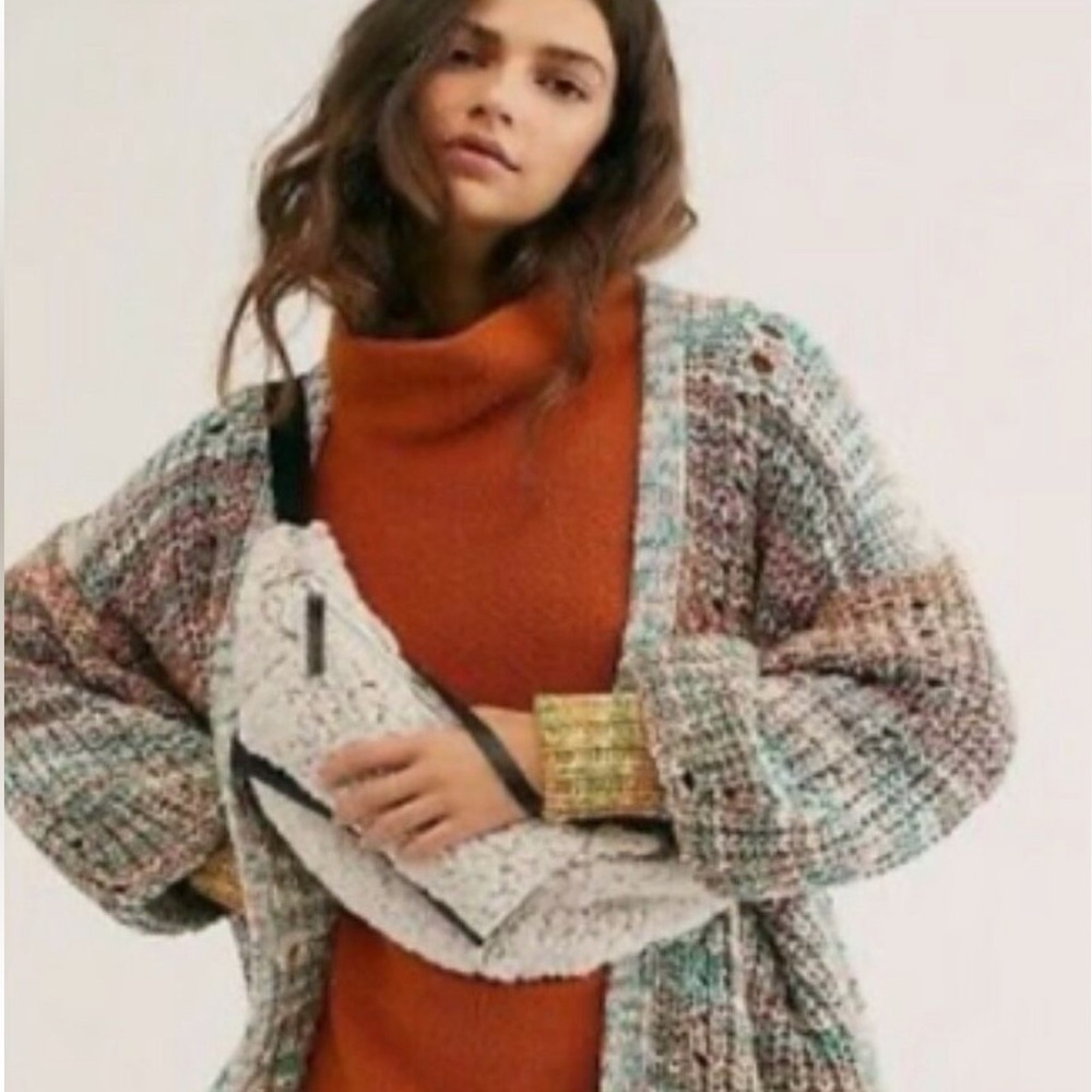 NWT Free People Cozy Up Faux Fur Sling Bag (white)